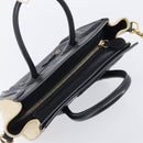 CELINE Luggage Nano Shopper Hand Bag Canvas 2way Navy Black Auth ka6779A-6