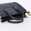 CELINE Luggage Nano Shopper Hand Bag Canvas 2way Navy Black Auth ka6779A-7