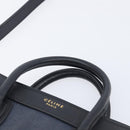 CELINE Luggage Nano Shopper Hand Bag Canvas 2way Navy Black Auth ka6779A-14