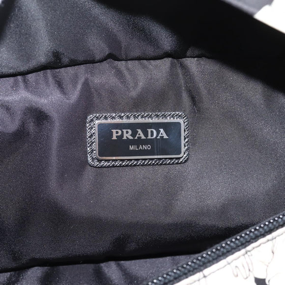 PRADA Waist Bag Nylon Black Silver Auth ka6780M