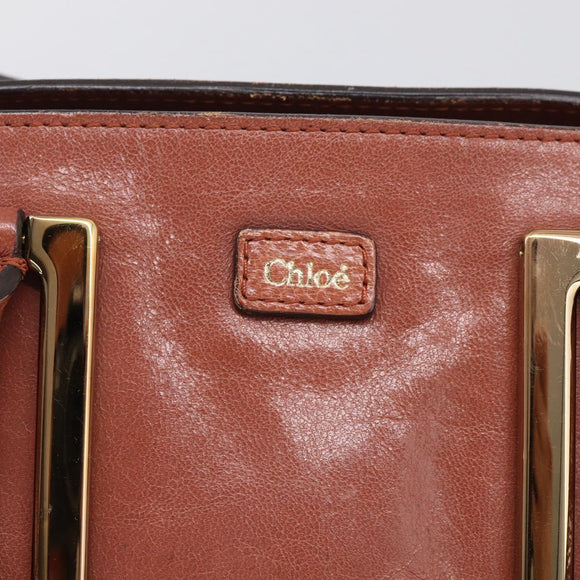 Chloe Etel Hand Bag Leather 2way Pink Gold Auth ka6785A