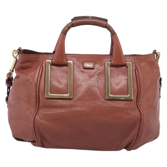 Chloe Etel Hand Bag Leather 2way Pink Gold Auth ka6785A