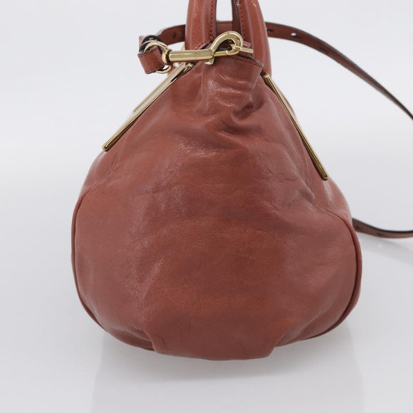 Chloe Etel Hand Bag Leather 2way Pink Gold Auth ka6785A