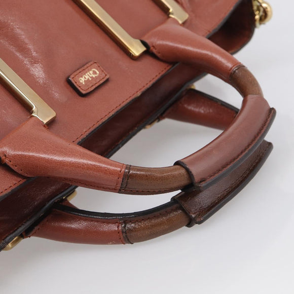 Chloe Etel Hand Bag Leather 2way Pink Gold Auth ka6785A