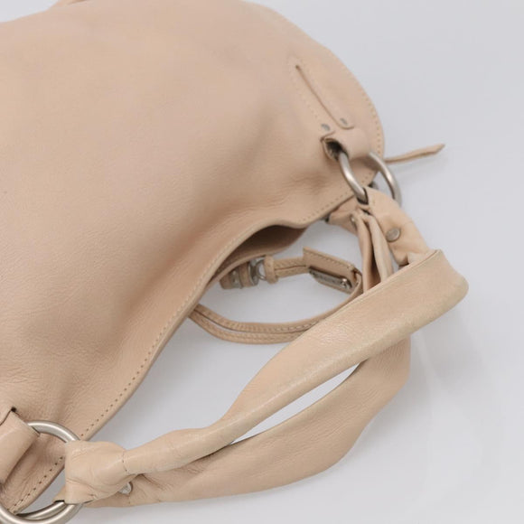 CELINE Bittersweet Tote Bag Leather Beige Silver Auth ka6791A