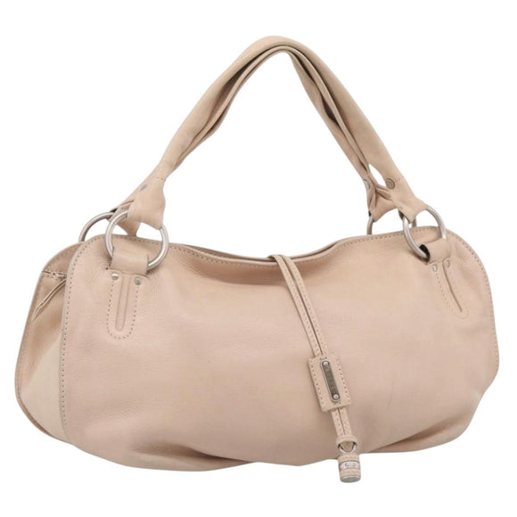 CELINE Bittersweet Tote Bag Leather Beige Silver Auth ka6791A