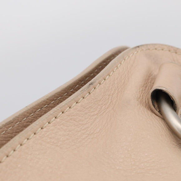 CELINE Bittersweet Tote Bag Leather Beige Silver Auth ka6791A