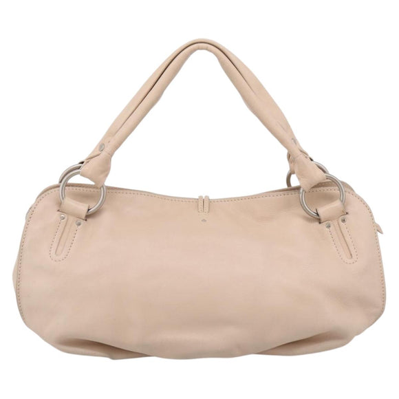 CELINE Bittersweet Tote Bag Leather Beige Silver Auth ka6791A