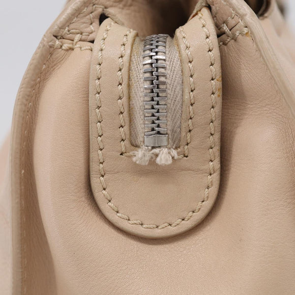 CELINE Bittersweet Tote Bag Leather Beige Silver Auth ka6791A
