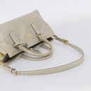 PRADA Hand Bag Leather 2way Beige Gold Auth ka6793A-10