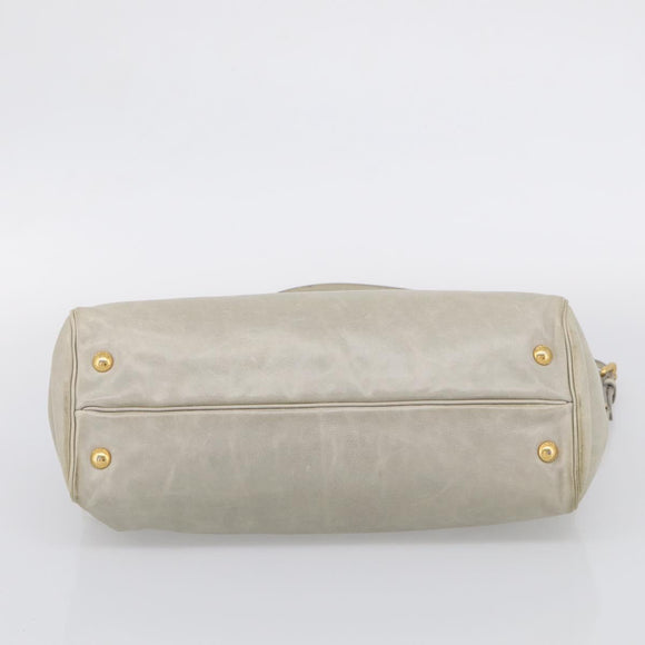 PRADA Hand Bag Leather 2way Beige Gold Auth ka6793A