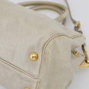 PRADA Hand Bag Leather 2way Beige Gold Auth ka6793A-13