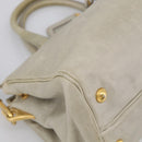 PRADA Hand Bag Leather 2way Beige Gold Auth ka6793A-14