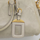 PRADA Hand Bag Leather 2way Beige Gold Auth ka6793A-18