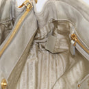PRADA Hand Bag Leather 2way Beige Gold Auth ka6793A-25