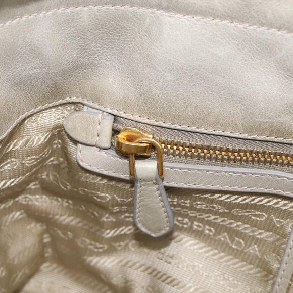 PRADA Hand Bag Leather 2way Beige Gold Auth ka6793A