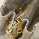 PRADA Hand Bag Leather 2way Beige Gold Auth ka6793A-29