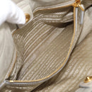 PRADA Hand Bag Leather 2way Beige Gold Auth ka6793A-33