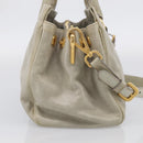 PRADA Hand Bag Leather 2way Beige Gold Auth ka6793A-4