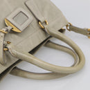 PRADA Hand Bag Leather 2way Beige Gold Auth ka6793A-7