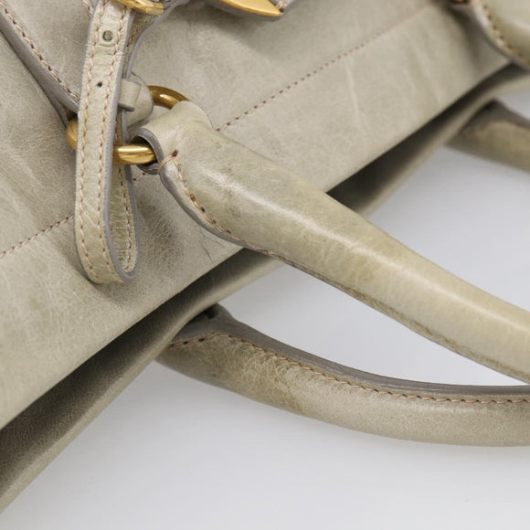 PRADA Hand Bag Leather 2way Beige Gold Auth ka6793A