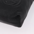 GUCCI Interlocking Shoulder Bag Leather Black Silver 322059 Auth ka6794V-13