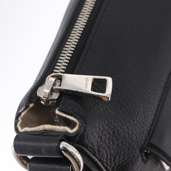 GUCCI Interlocking Shoulder Bag Leather Black Silver 322059 Auth ka6794V