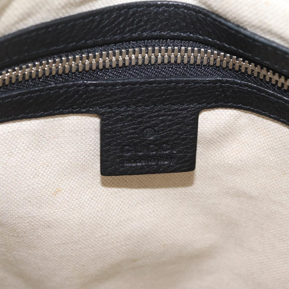 GUCCI Interlocking Shoulder Bag Leather Black Silver 322059 Auth ka6794V