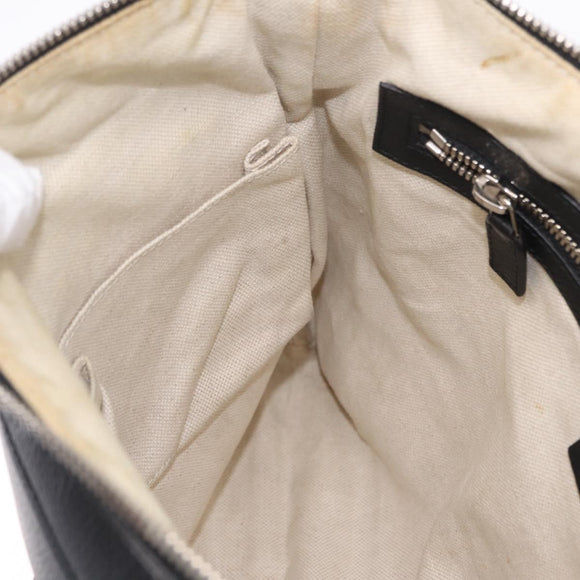 GUCCI Interlocking Shoulder Bag Leather Black Silver 322059 Auth ka6794V