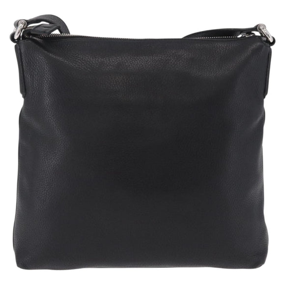 GUCCI Interlocking Shoulder Bag Leather Black Silver 322059 Auth ka6794V