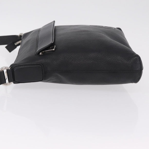 GUCCI Interlocking Shoulder Bag Leather Black Silver 322059 Auth ka6794V