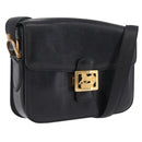 CELINE Horse Carriage Shoulder Bag Leather Black Gold Auth ka6798-1