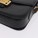CELINE Horse Carriage Shoulder Bag Leather Black Gold Auth ka6798-13