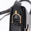 CELINE Horse Carriage Shoulder Bag Leather Black Gold Auth ka6798-16
