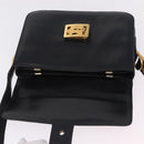 CELINE Horse Carriage Shoulder Bag Leather Black Gold Auth ka6798-18