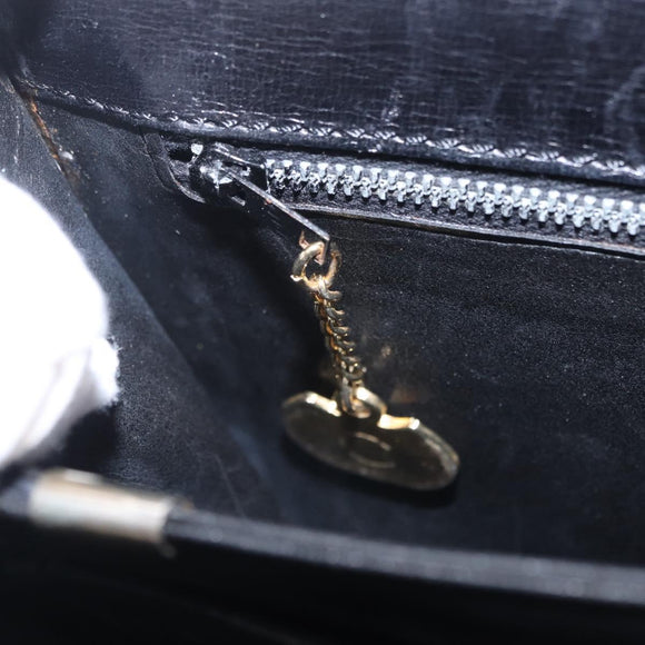 CELINE Horse Carriage Shoulder Bag Leather Black Gold Auth ka6798