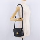 CELINE Horse Carriage Shoulder Bag Leather Black Gold Auth ka6798-28