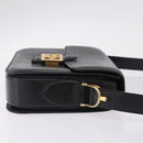 CELINE Horse Carriage Shoulder Bag Leather Black Gold Auth ka6798-4