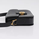 CELINE Horse Carriage Shoulder Bag Leather Black Gold Auth ka6798-5