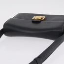 CELINE Horse Carriage Shoulder Bag Leather Black Gold Auth ka6798-6