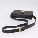 CELINE Horse Carriage Shoulder Bag Leather Black Gold Auth ka6798-7