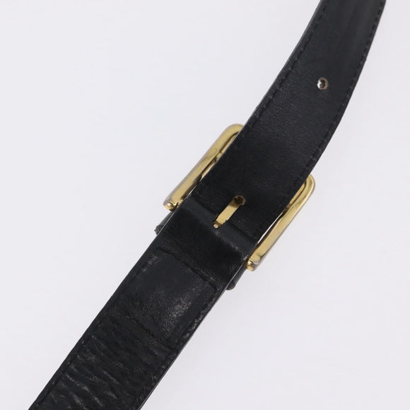 CELINE Horse Carriage Shoulder Bag Leather Black Gold Auth ka6798