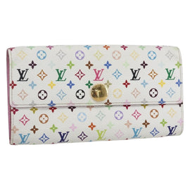 LOUIS VUITTON Multicolor Portefeuille Sarah Wallet White M93532 LV Auth ka680