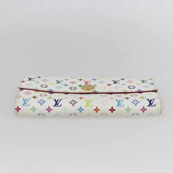 LOUIS VUITTON Multicolor Portefeuille Sarah Wallet White M93532 LV Auth ka680