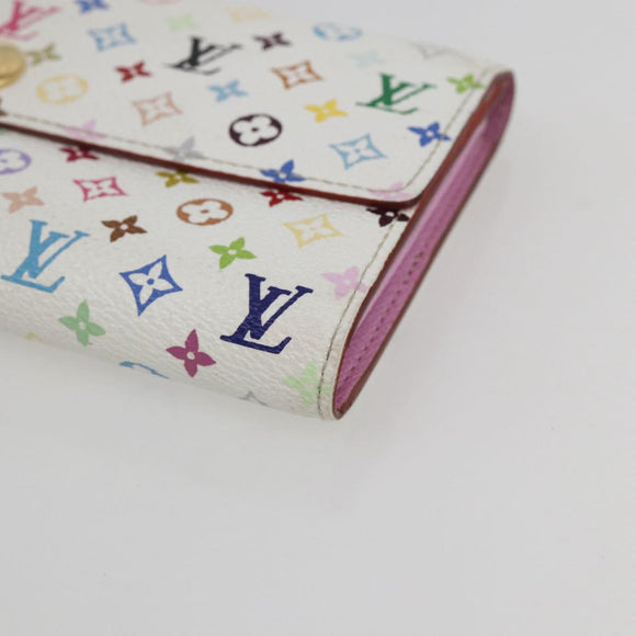 LOUIS VUITTON Multicolor Portefeuille Sarah Wallet White M93532 LV Auth ka680