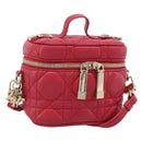 Christian Dior Canage Lady Dior Micro Vanity Bag Lamb Skin Red Gold Auth ka6800V-1