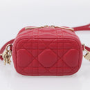 Christian Dior Canage Lady Dior Micro Vanity Bag Lamb Skin Red Gold Auth ka6800V-11