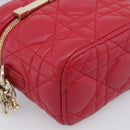 Christian Dior Canage Lady Dior Micro Vanity Bag Lamb Skin Red Gold Auth ka6800V-13