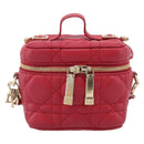 Christian Dior Canage Lady Dior Micro Vanity Bag Lamb Skin Red Gold Auth ka6800V-2