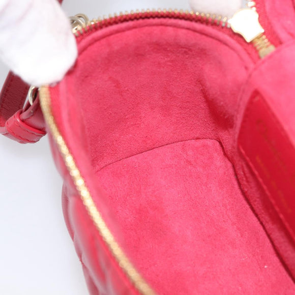 Christian Dior Canage Lady Dior Micro Vanity Bag Lamb Skin Red Gold Auth ka6800V
